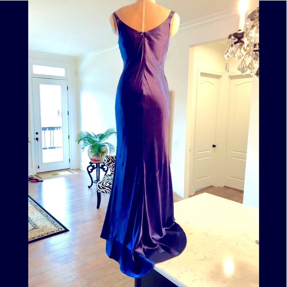 Nieman Marcus ABS Allen Schwartz EXC Y2K/20s 30s Sapphire bias cut gown Size 6 - Picture 8 of 15